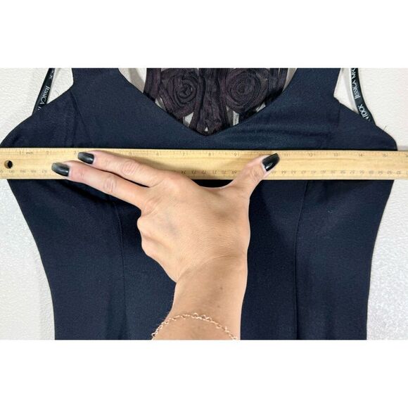 Vintage Jessica McClintock Gunne Sax 90’s Little Black Mini Racerback Dress 7/8 - Picture 10 of 11